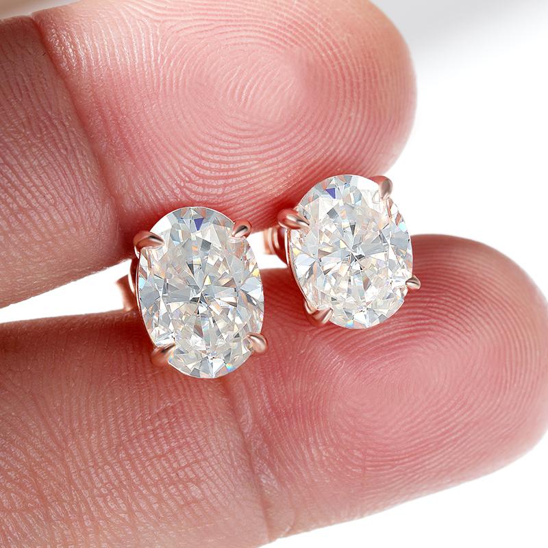 Smyoue Roségold 1-4 Karat Oval geschliffene Moissanit Steckohrringe für Damen Mädchen Schmuck Labor Diamant Klassischer Ohrring Reines S925 Silber