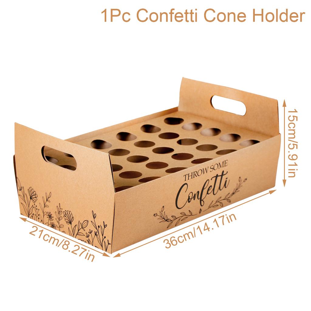Wedding Kraft Paper Tray Confetti Cone Stand Box Tray For Wedding Decoration Flower Confetti Cones Rustic Wedding Paper Holder