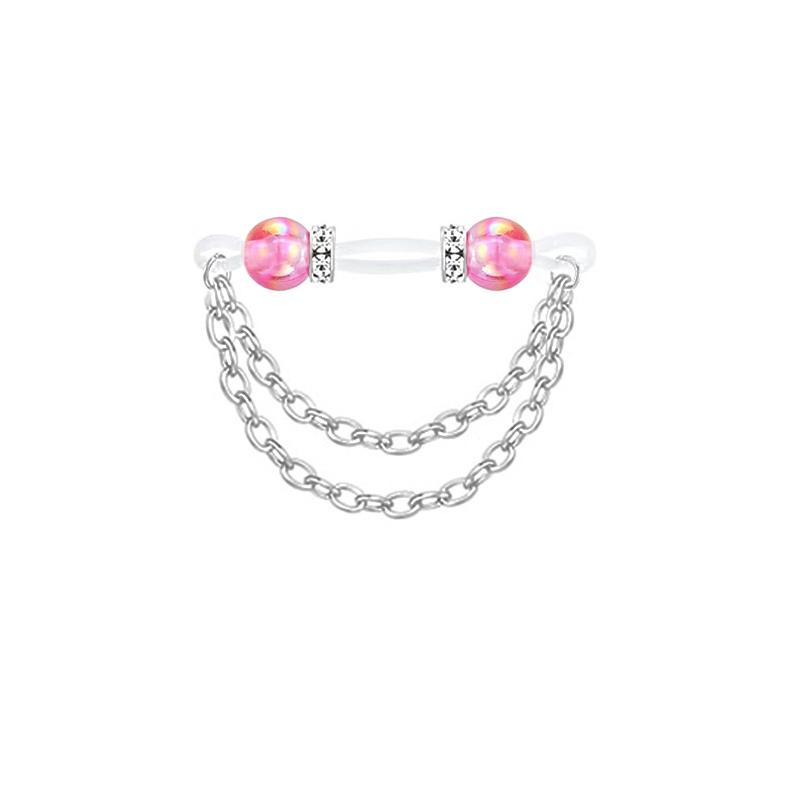 1 Pair Adjustable Fake Nipple Rings No-Pierce Acrylic Nipple Rings With Glitter Beads Perfect For Party