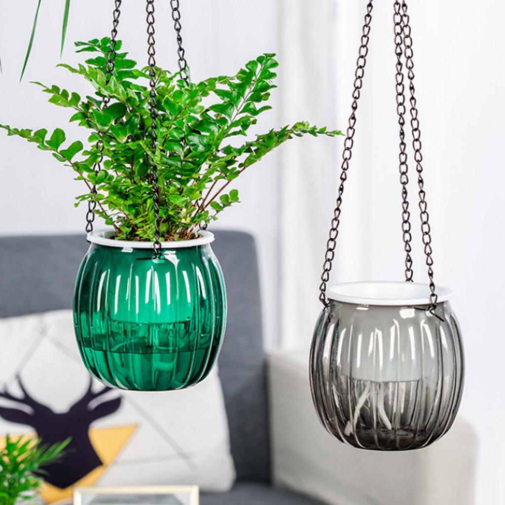 Hanging Self Watering Planter Plastic Resin Hanging Basket with Visible Water Level for Indoor Outdoor Plants
