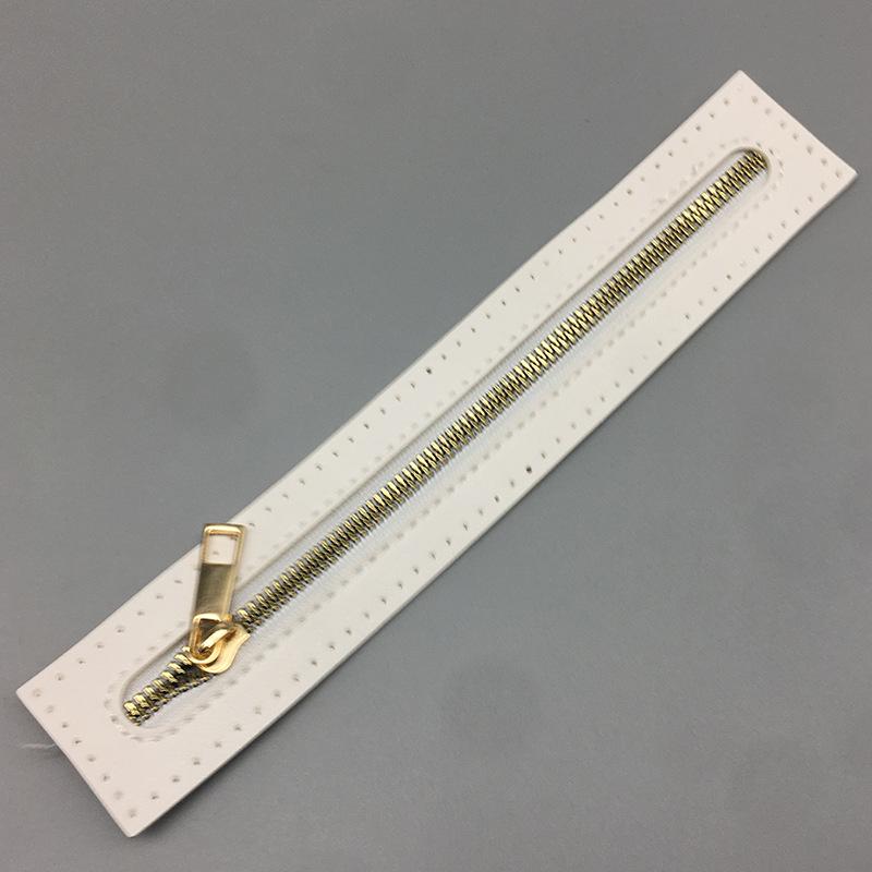 Long PU Band Zippers Close-end Auto-lock Type Gold Color Metal Zipper DIY Bag Accessories
