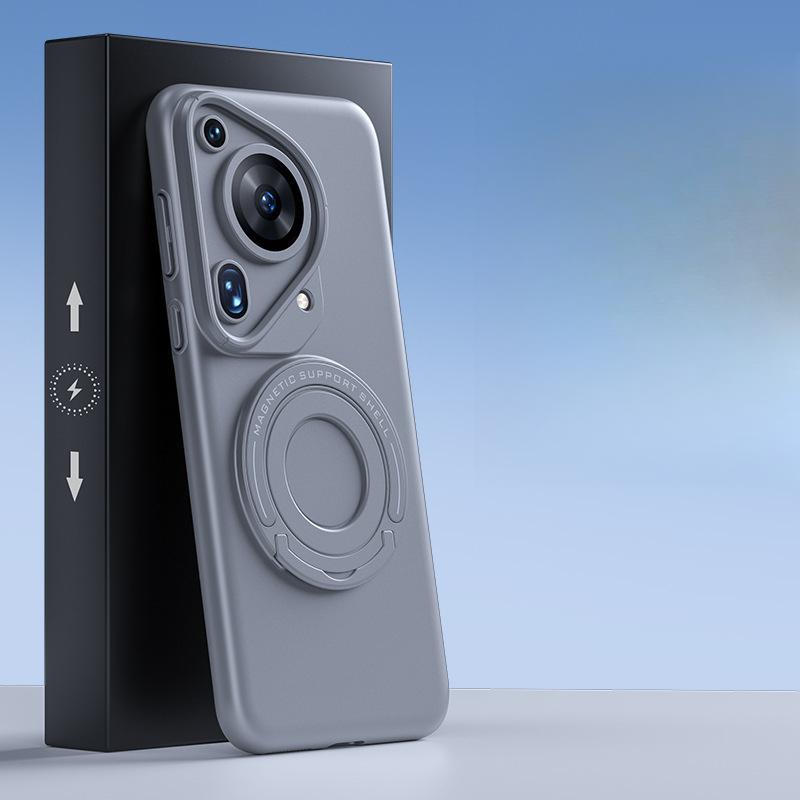 Frosted Magnetic Pull Rod Bracket Suitable for Huawei Pura70 Mobile Phone Case Creative Mate60Pro + Anti-fall Protection Case
