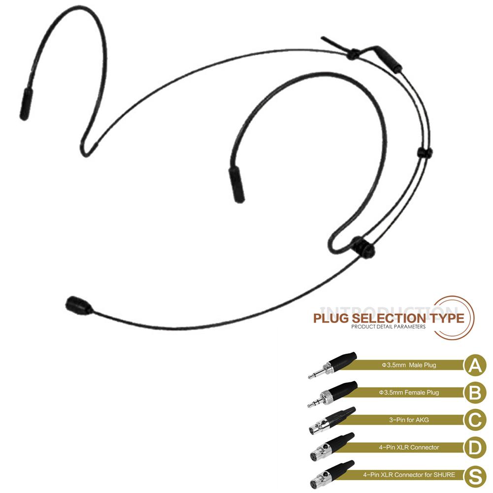 Double Earhook Headset Mic Headworn Microphone For With 2PCS Microphone Cover