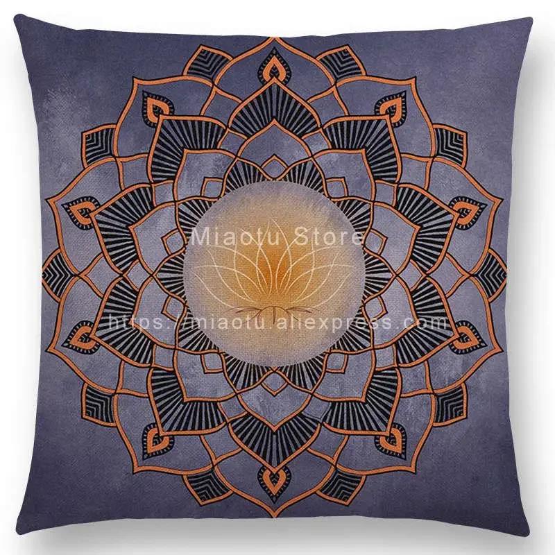 New Dreamy Sun Moon Stars Colorful Lotus Eternity Mandala Gorgeous Floral Pattern Design Prints Cushion Cover Pillow Case
