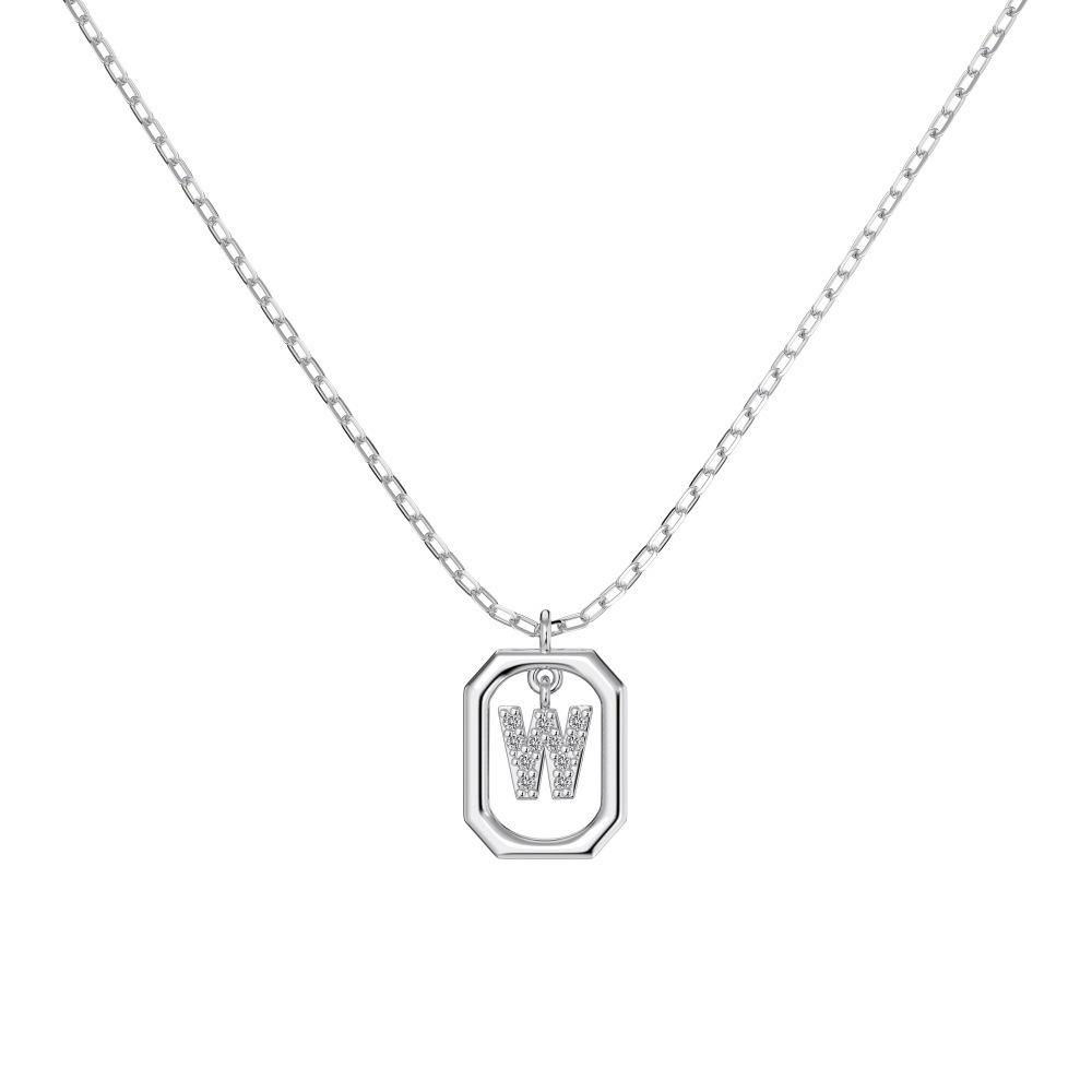 925 Silver Alphabet Pendant Necklace with Zircon Detailing - Women's Elegant & Unique Design