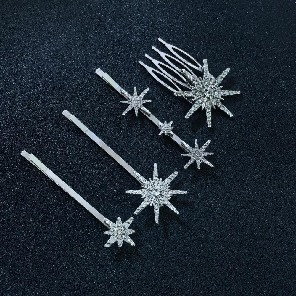 3/4 Stück Set Kristall Stern Haarspangen für Damen Mädchen Metall Haarspangen Luxus Damen Haarspangen Hochzeit Braut Haaraccessoires