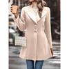 YYFS Women's Fashion Casual Solid Color Print Autumn Winter Long Sleeve POLO Neck Jackets & Coats