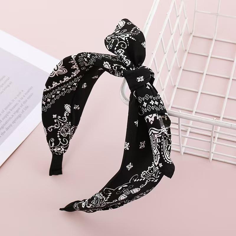

Красивая повязка на голову с принтом кешью и узлом по центру для женщин и девочек, повседневные аксессуары для волос