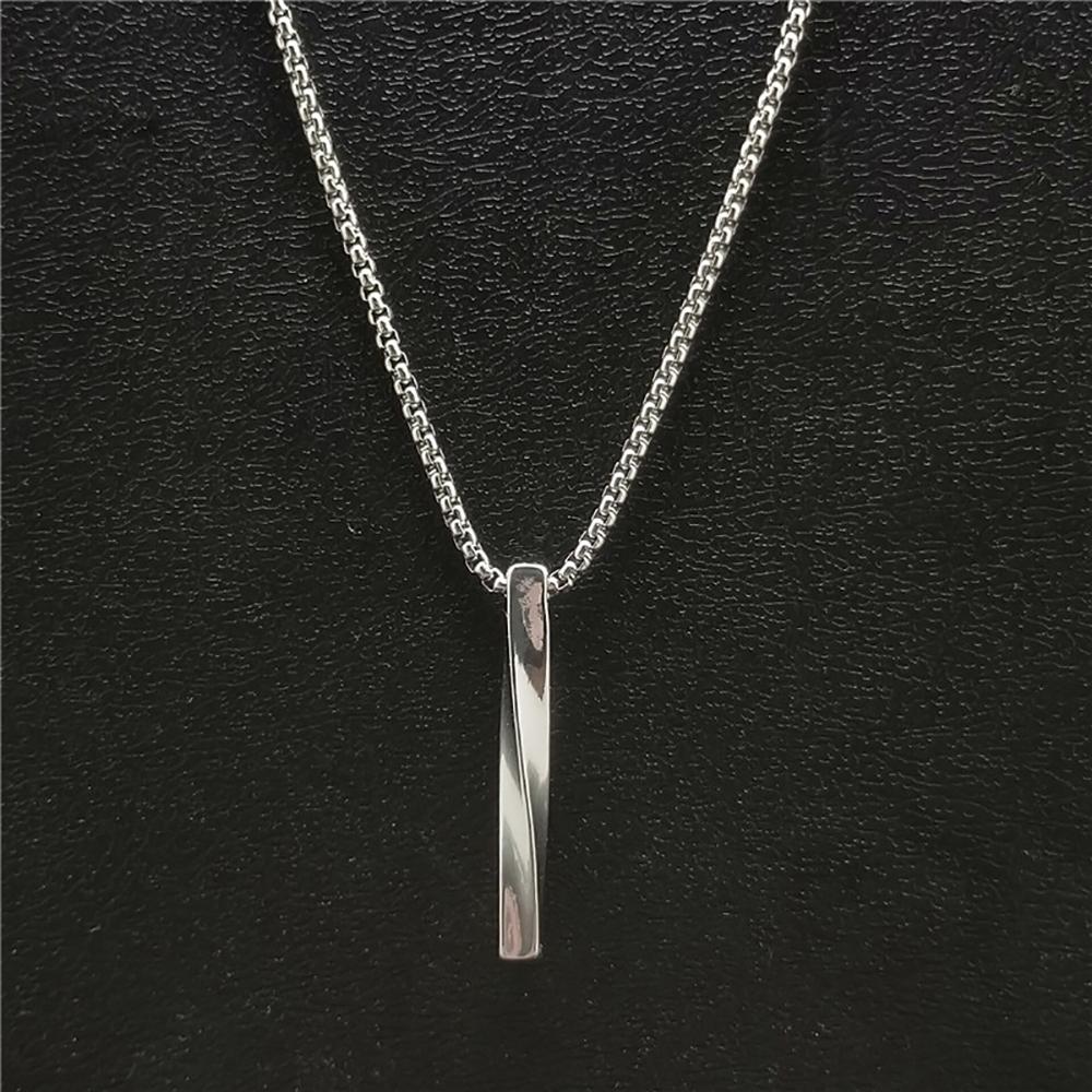 Creative Men Rectangle Boys Zinc Zinc Alloy Fashion Jewelry Pendant Necklace Clavicle Chain Spiral Necklace