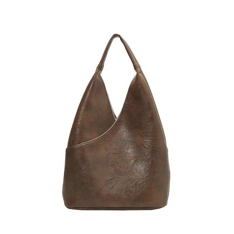 2025 Vintage Autumn Shoulder Bags Soft Leather Luxury Bucket Bags Large Capacity Commuter Travel Tote Bags Ladies Purse Handbags