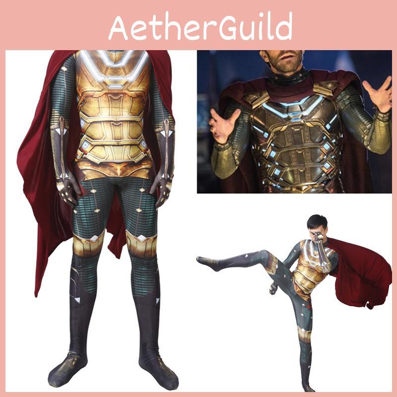 Spider-man Far From Home Mysterio Costume With Detailed Jumpsuit And Cloak**