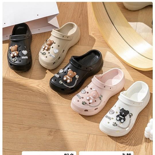 

Туфли с дырочками женские платформа уличная обувь новые нескользящие дезодорирующие пляжные модные увеличивающие рост eva сумка голова шлепанцы лето 35-36-37-38-39-40