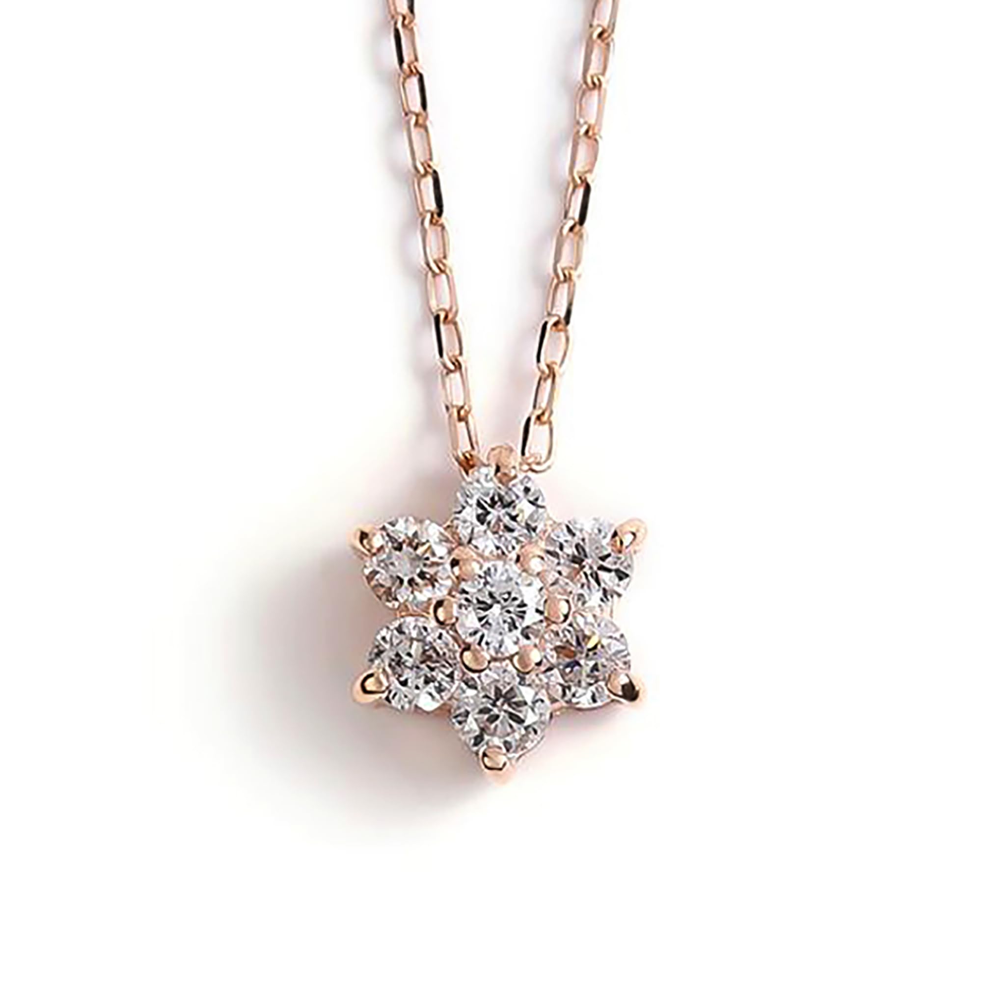 

PLUSTER Діамантова Квітка Сім Квітів Кольє K10 Рожеве з Справжнім Золотом Просте та Ідеальне для або будь-якого іншого Бокс Жіноче (0.1 карат Золото) Ланцюжок, 40см,