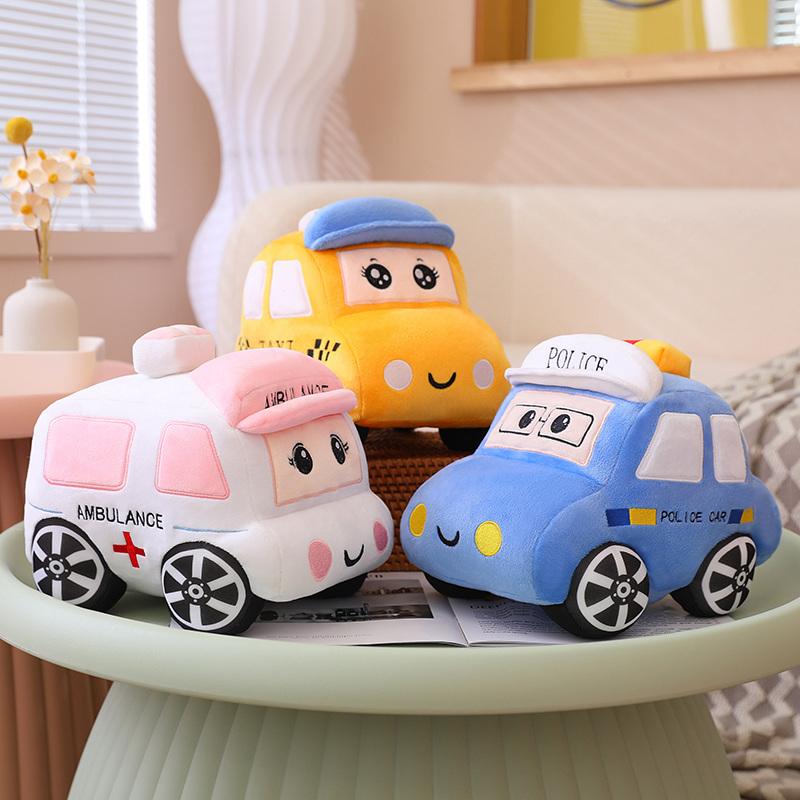 Cartoon Auta Hračky Policejní Auta Sanitky Taxi Plyšové panenky Vycpaná plyšová hračka Děti Dětský Kreativní dárek