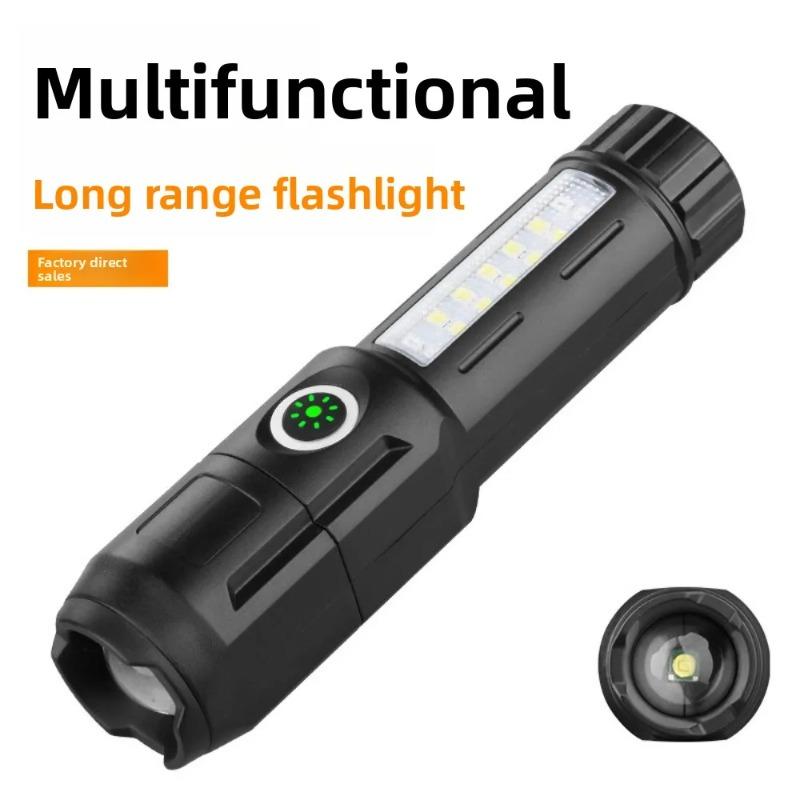 Multifunctional High Brightness Portable Flashlight ABS Zoomable Torch for Outdoor Camping Hiking Home Emergency