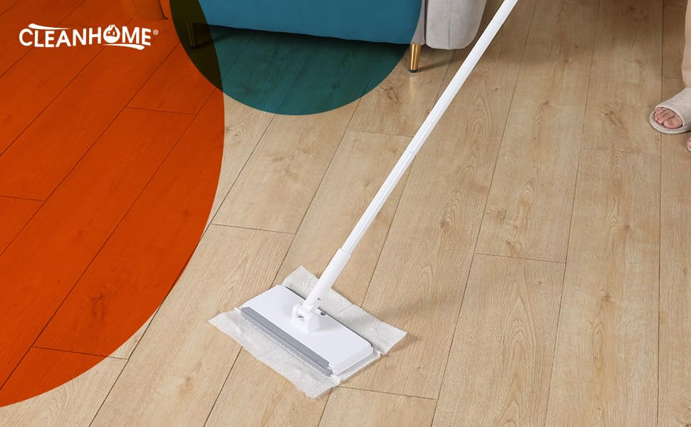 CLEANHOME Floor Attaches and Detaches in 1 Drain 24cm Wiping for and Hardwood Includes 10 Disposable Dry Wipes Instructions Video Wiper, Second,