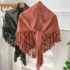 Winter scarf new fashion men's and women's knitted shawl scarf neck piercing large triangle scarf shoulder tassel shawl outside
