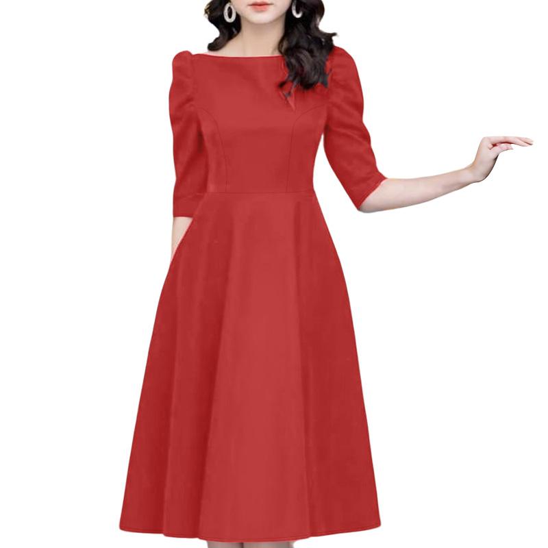 ZANZEA Women Summer Round Neck Casual Half Sleeve A-Line Dress