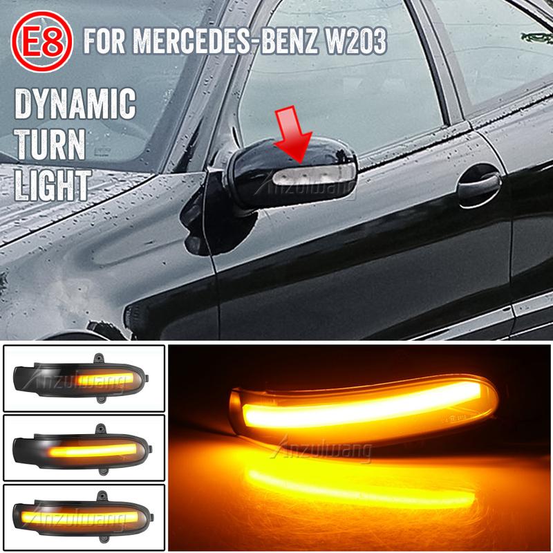 For Mercedes Benz C Class W203 S203 CL203 2001-2007 Dynamic Turn Signal LED Side Mirror Indicator Blinker Sequential Light