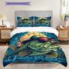 Fish Pattern Bedding Quilt Set Quilt Cover Pillowcase Home Decoration Birthday Gift (1 * Duvet Cover + 2 * Pillowcase, Without Core)