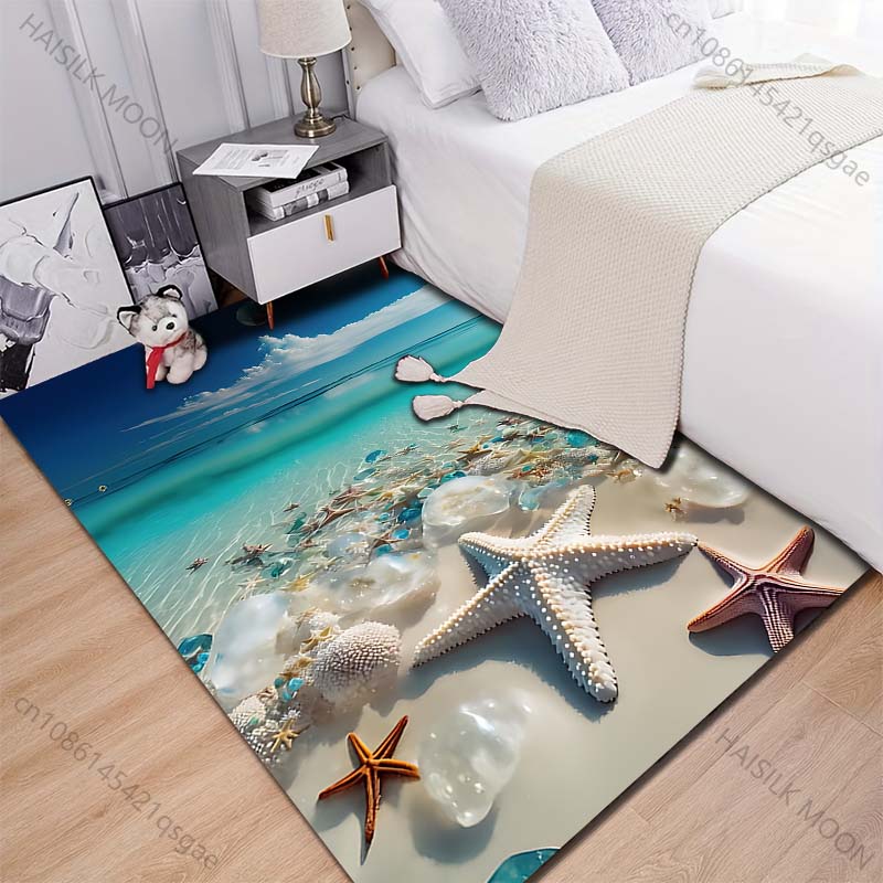 Ocean starfish and water droplets Carpet for Living Room Bedroom Bedside Floor Mat Cloakroom Children Playing Mat Area Rug