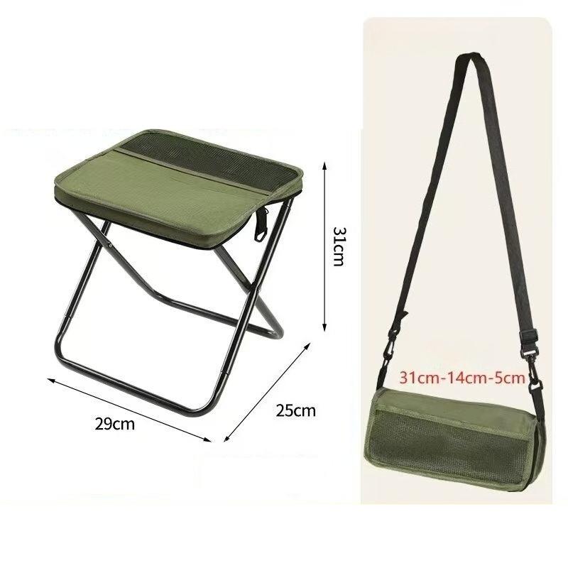 Sgabello Pieghevole per Tempo Libero all'Aperto Campeggio Escursionismo Viaggi di Pesca Comoda Borsa a Spalla Portatile Facile da Riporre e Organizzare con Tasche