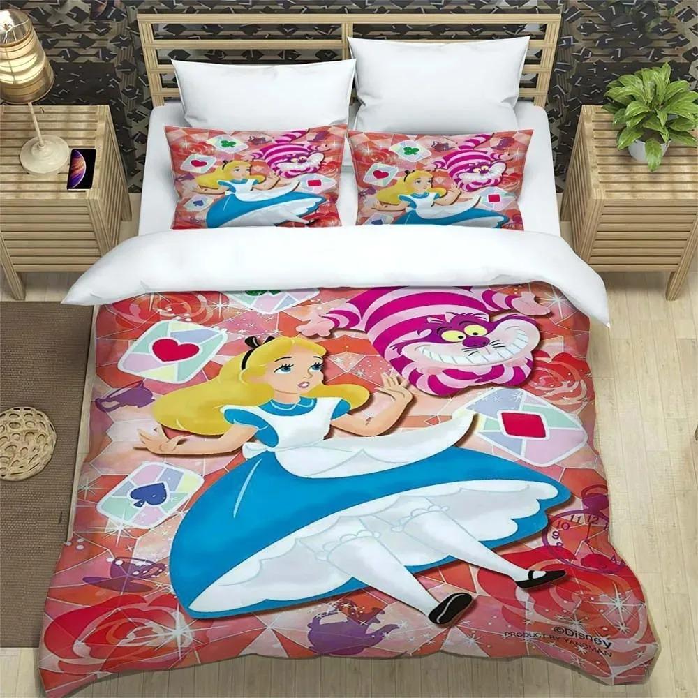 Alice In Wonderland Anime Bedding Set Printed Soft Bedding Set Duvet Cover Children Adult Birthday Gift
