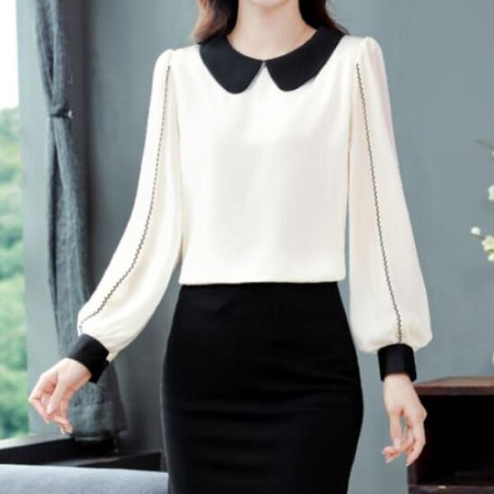 Navava Romantic Color Collar Long Sleeve Blouse Nb1981