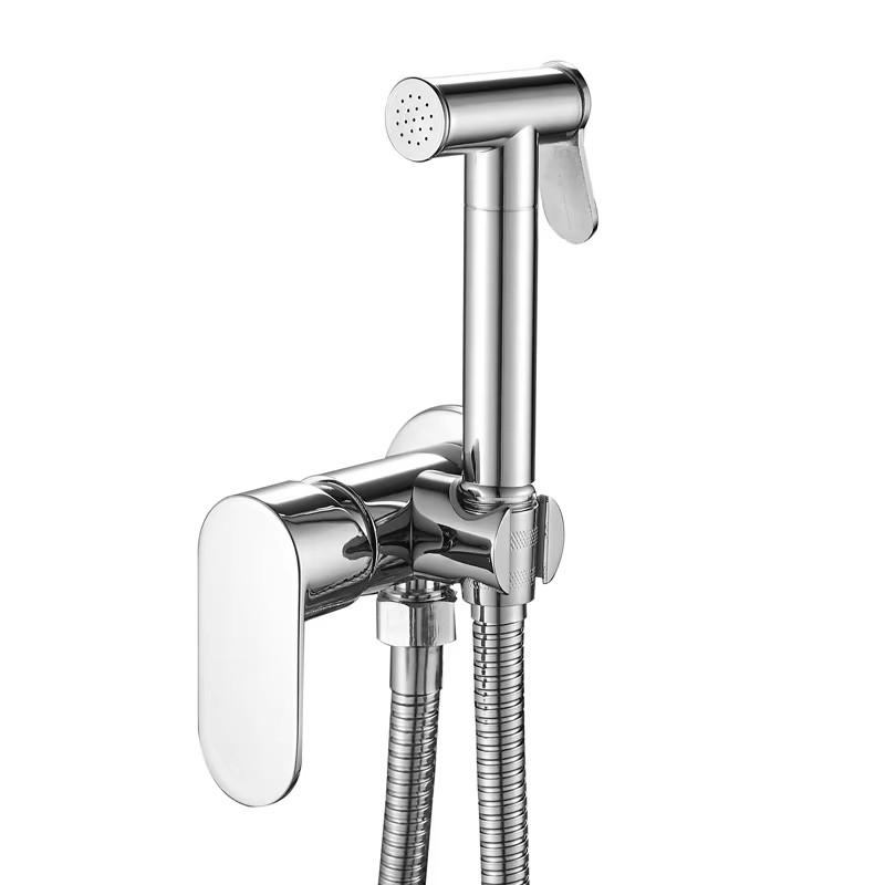 Single cold water bidet sprayer, wall-mounted in-wall sprayer, bathroom cleaning faucet, handheld bidet sprayer (as the picture,Brass)