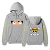 Unisex One Piece Monkey D Luffy Double‑Sided Print Fleece Hoodie, Both‑Sleeves Japanese Text Anime Pullover Hooded Sweatshirt Streetwear