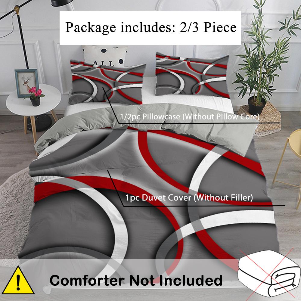Grårandig Båge 3D Sängkläder Set Visuella Effekter Tryck Mjuk Påslakan Set Geometriskt Randigt Linje Täcke Sängkläder Överdrag Örngott