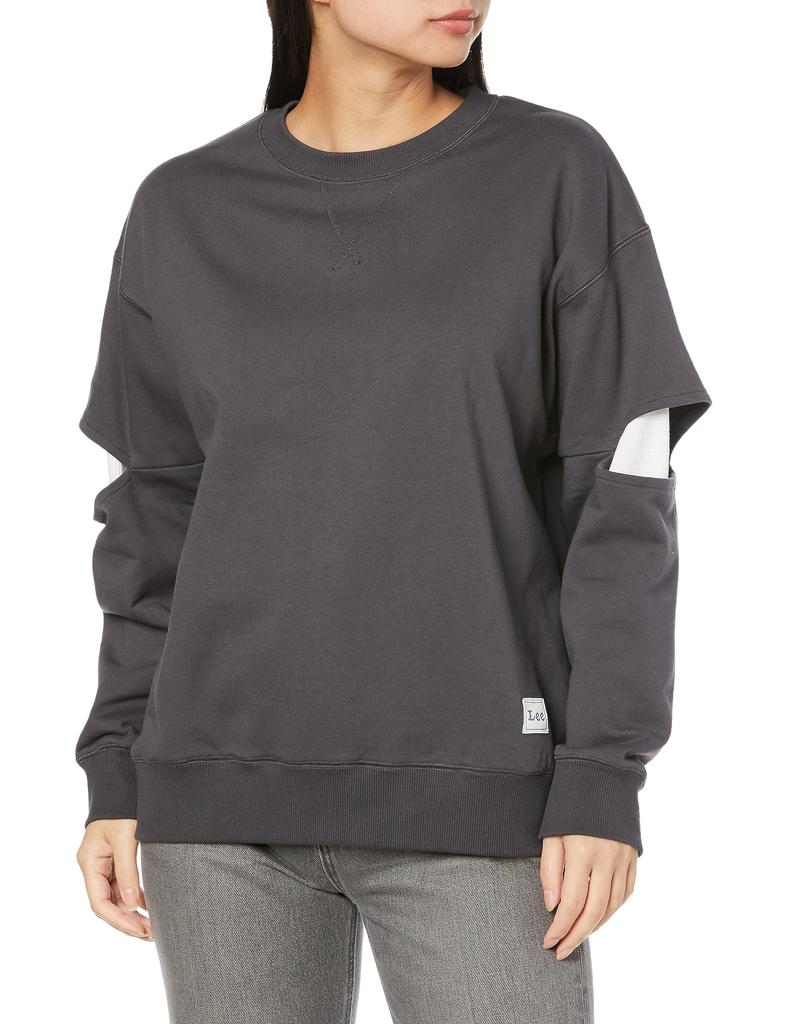 Lee Layered Sleeve Remake Charcoal Gray Women's 2-Way Sweatshirt,