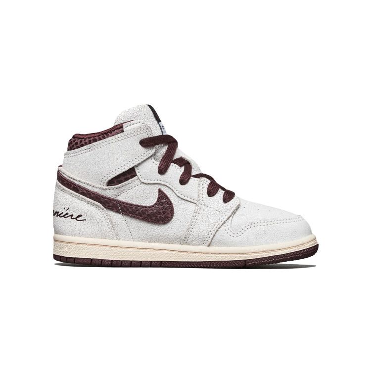 Jordan AJ1 Retro High OG TD Unisex Sail Cracked Leather Burgundy Crush DO7098-100