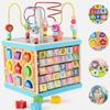 Large Wooden Multifunctional Educational Bead Box For Kids With Shape Sorting And Sensory Play Features
