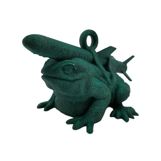 Raketen-Krötenfigur, Gartenrakete, grüner goldener Frosch, Harzstatue, Lenkraketen, Tierskulptur, Innen- und Außenbereich, Hof, Rasendekoration, Ornament