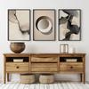 Wabi-Sabi Neutraal Abstract Wandkunst Set, Beige Zwart Geometrisch Organisch Canvas Prints, Minimalistische Woondecoratie & Perfecte Cadeaus