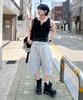 KNITTED Bermuda Training Half Pants Melange Grey