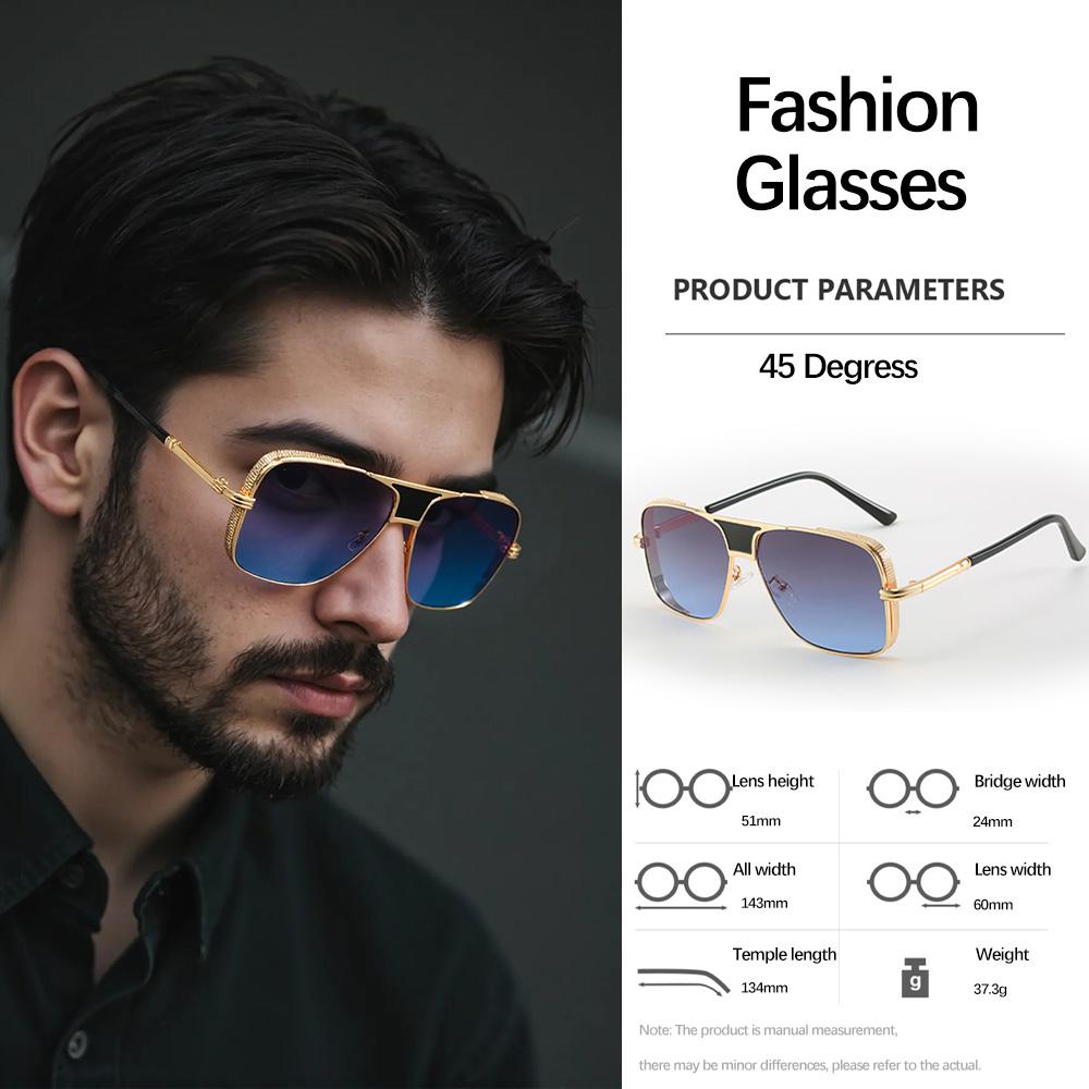 New In Sunglasses for Men Fashionable Large Frame Glasses with Metal Borders Retro and Trendy Items Glasses for Men