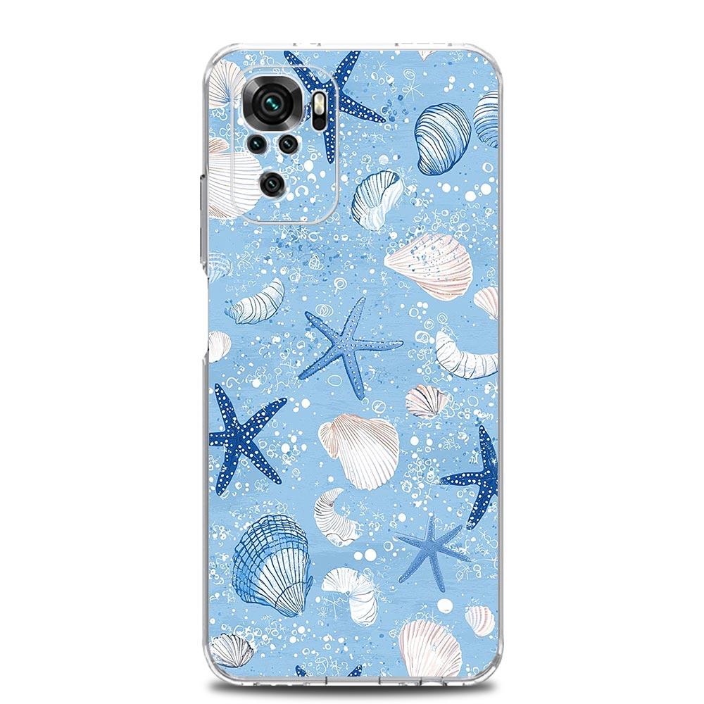 Phone Case For Xiaomi Redmi Note 14 13 12 4G 9S 9 10 11 Pro Plus 5G 14C 13C 12C 10C 9A Clear Soft TPU Cover Blue Ocean Animals