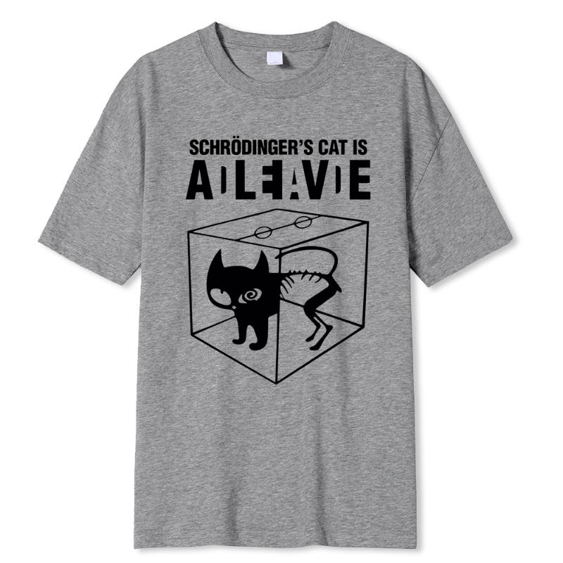 Men's T-shirt Top Quality 100% cotton Schrodinger's Cat Print Short Sleeve men T shirt Casual The Big Bang Theory Women Tshirt