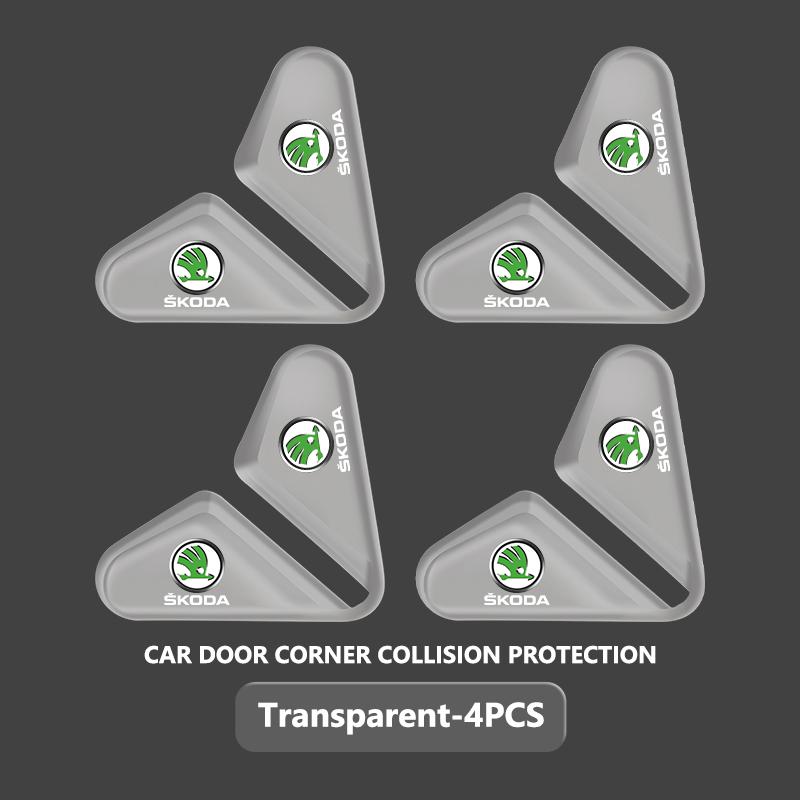 cqmes7 Silicone Car Logo Door Corner Cover Bumper Crash Scratch Protector Accessories For Skoda Kodiaq Fabia Kamiq Karoq Octavia 2 3
