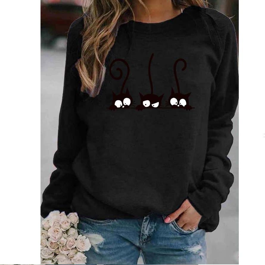 Women's Casual Long-sleeved Round Neck Printed Loose Sweatshirt Top