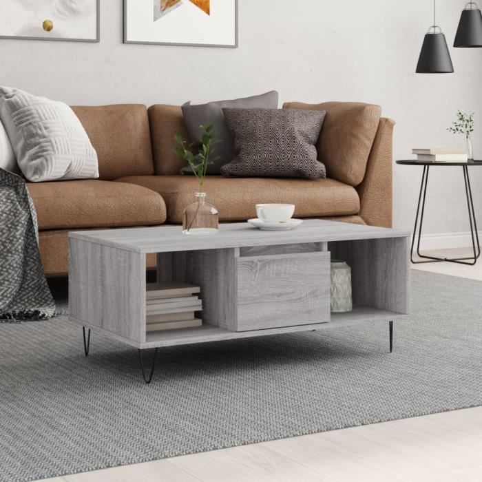 VidaXL Table basse Sonoma gris 90x50x36,5 cm Bois d'ingénierie 830594