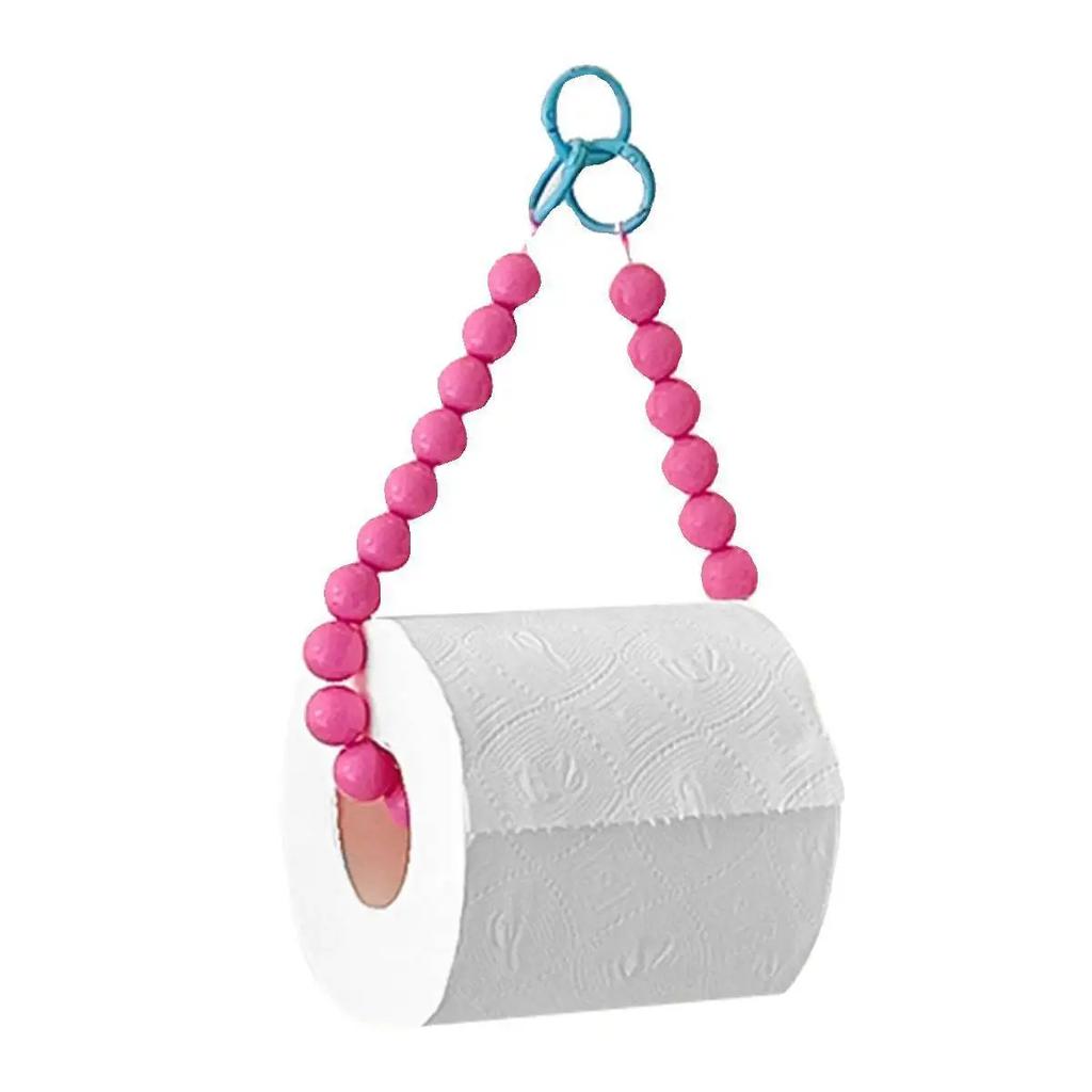 Pink Hanging Beaded Tissue Holder Toilet Paper Holder Phone Chain Multifunctional Decoration Paper Storage Box Home Accessories