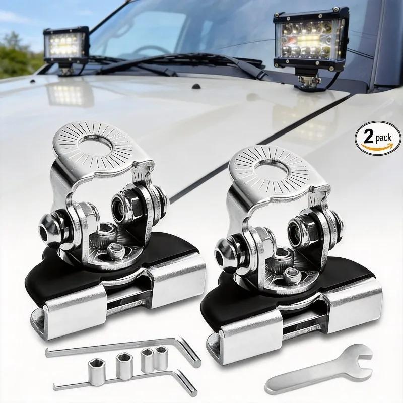 1/2 Pcs Steel Clamp Universal Off Road LED Work Light Bar Car Hood Pillar Mount Auto Repair Replacement Accessories Gear Kit Set