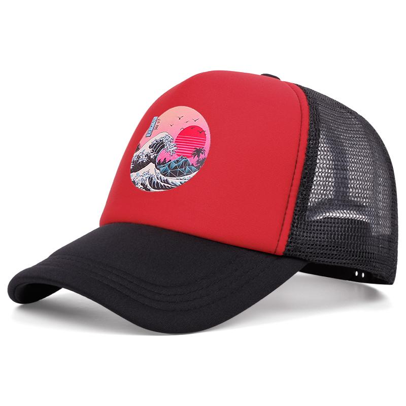 

Модная бейсбольная кепка Wave Icon Net для мужчин и женщин, регулируемая кепка в стиле хип-хоп, кепка для взрослых, унисекс, солнцезащитная ковбойская шляпа красный