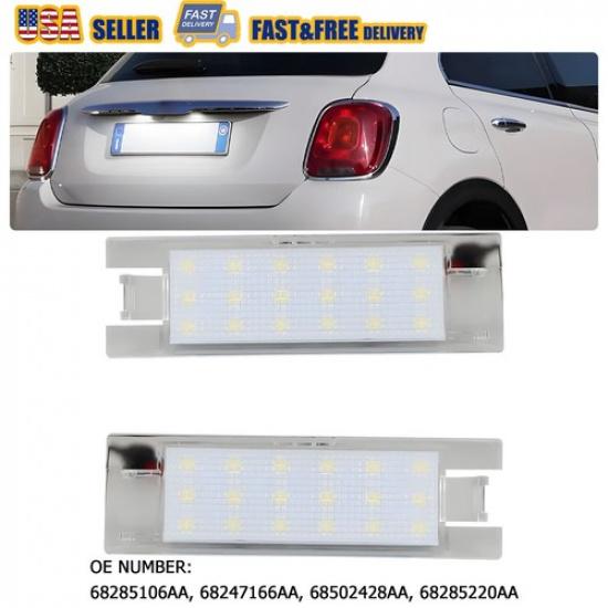 2Pcs White Full LED License Plate Lamps For 2016- 500X 2015- Renegade EV