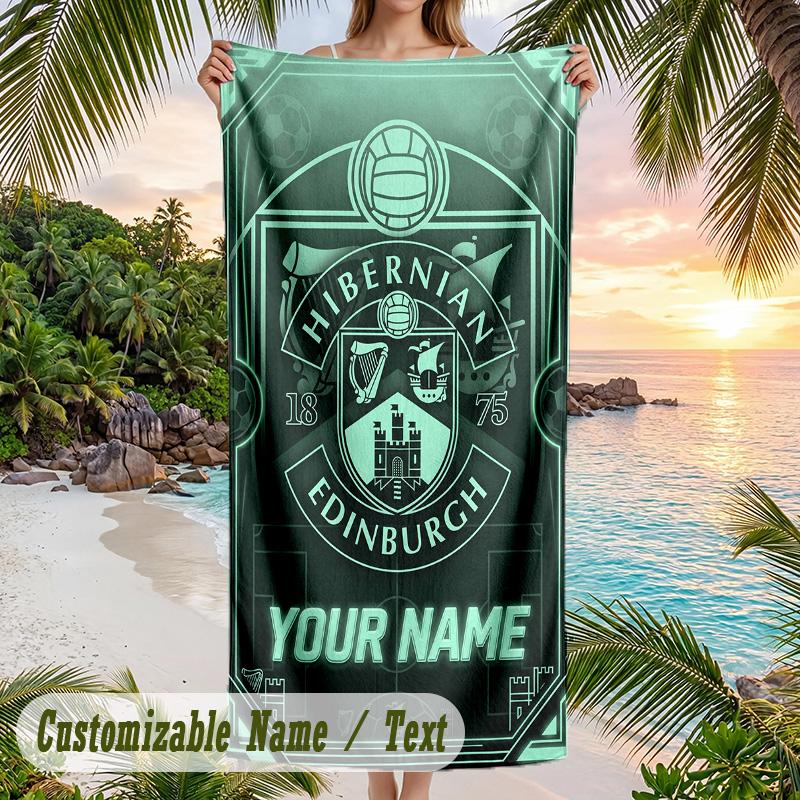 Beach Towel Hibernian FC Print Custom Name Text Soft Towel for Swimming Pool