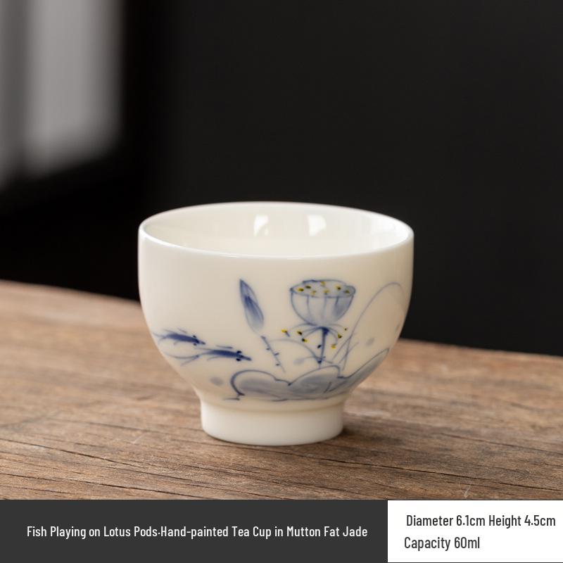 Hand-Painted White Porcelain Tea Cup, Personal Kung Fu Tea Set Bowl