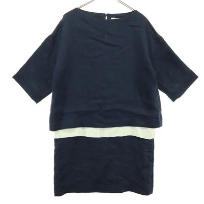 Schönheitsprodukte Dreiviertelarm Rundhalsausschnitt Knielanges Kleid Damen Gebraucht